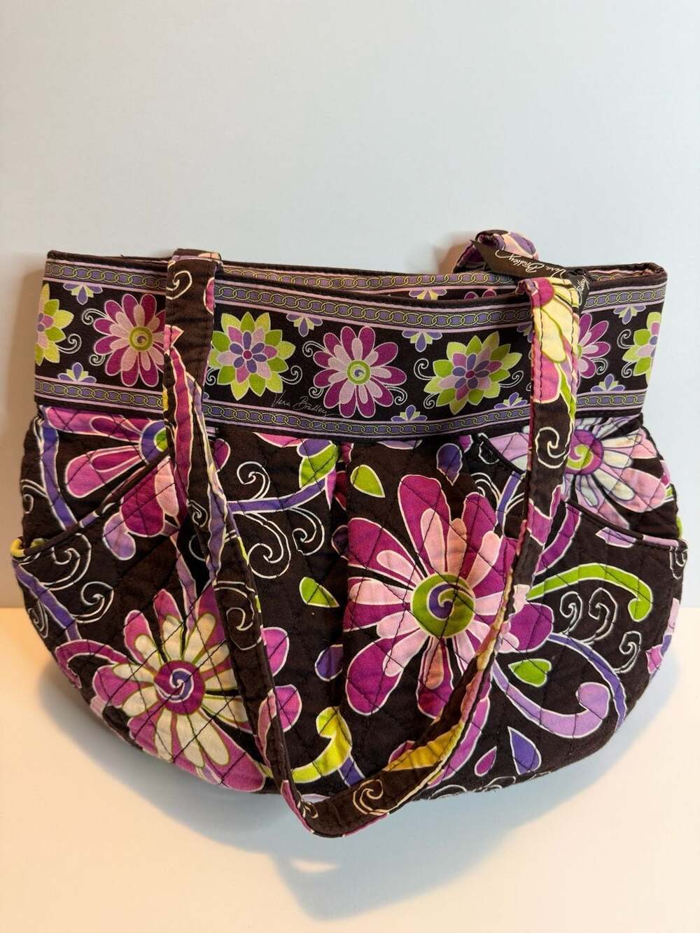 Vera Bradley Morgan Shoulder Bag Purple Punch Floral Quilted Tote